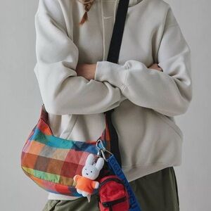 BAGGU Small Crescent Nylon Bag - Madras NWT